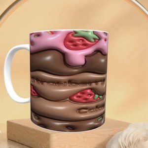 3D Puff Strawberry Cake Colorful  Mug | Mom Mug Kids Mug